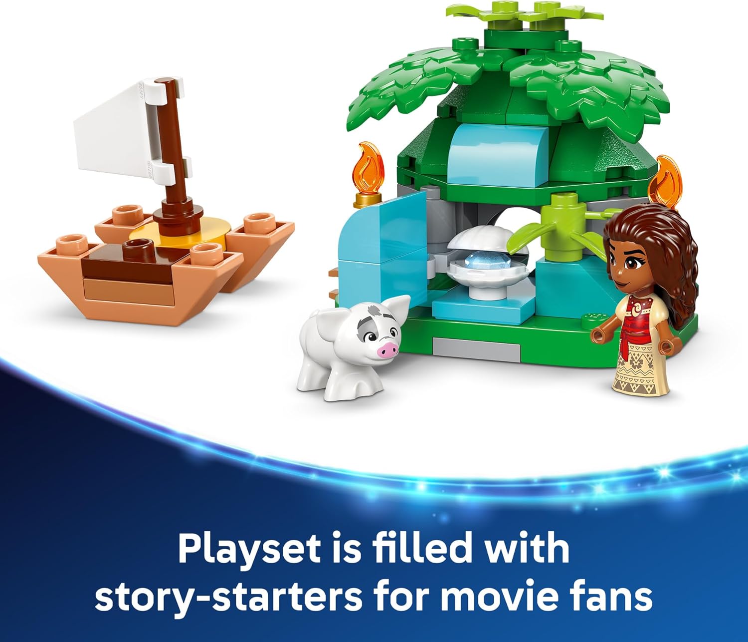 LEGO Disney Moana's Island Fun Building Toy Playset - Princess Moana Toy for Kids, Girls and Boys, Ages 5+ - with 2 Disney Micro-Dolls and Pua Animal Figure 24hrsmart